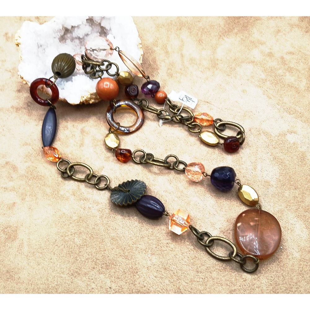 Vintage Ann Taylor LOFT Bronze Beaded Necklace